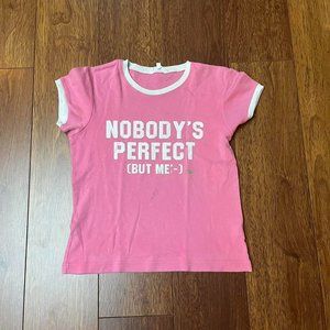 Women's Pink and White T-shirt